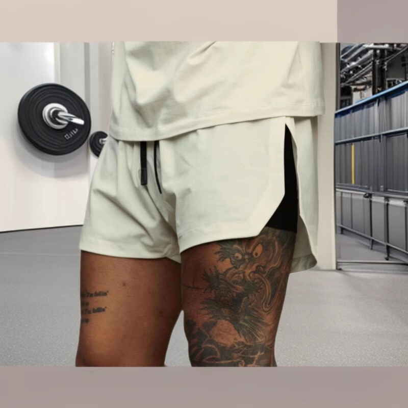 Special Double-Layer Sports Fitness Shorts for Men, Quick-Drying, Breathable, Loose, Jogging, Track and Field, Running, Basketball Three-Point Pants