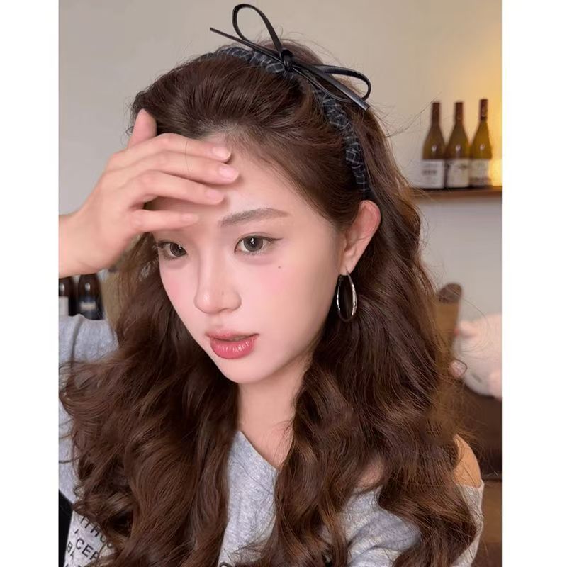 格纹缠绕蝴蝶结发箍女2025新款高级感高颅顶洗脸头箍日常外戴发卡|undefined