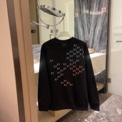 2025年秋季ML家情侣款休闲圆领卫衣NY男女同款渐变刺绣套头上衣
