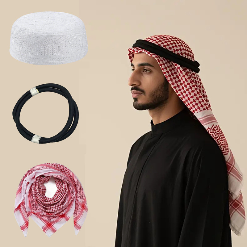 2026 New Style Headscarf, Headband, Hat Three-Piece Set for Men, Traditional Clothing Accessories, Cross-Border Exclusive Supply, In-Stock Wholesale 2026 New Style Headscarf, Headband, Hat Three-Piece Set for Men, Traditional Clothing Accessories, Cross-Border Exclusive Supply, In-Stock Wholesale