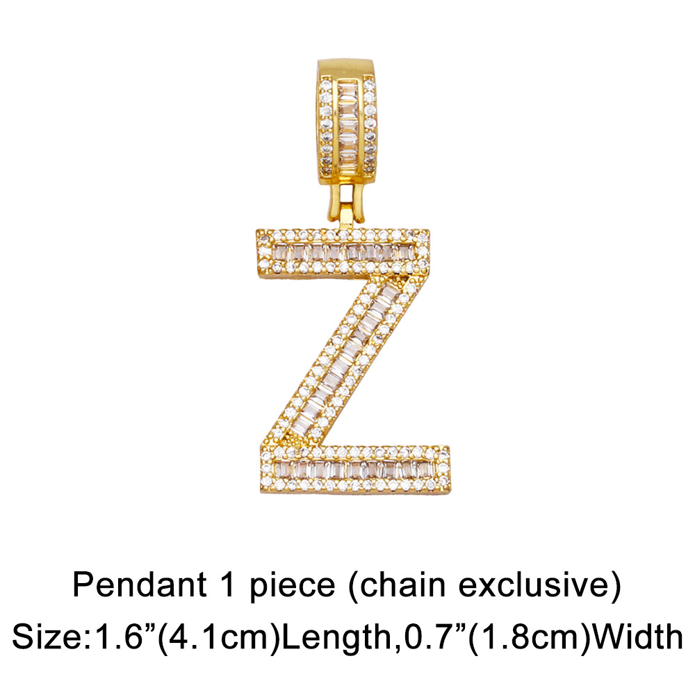 15g Weight 18K Gold Plated Plating Material Necklace Classification Wedding Occasion Copper Material Geometric, Letter Pattern Unisex Gender Fashion Style Fashion Zircon Letter Hip Hop Men's And Women's Copper Necklace 24