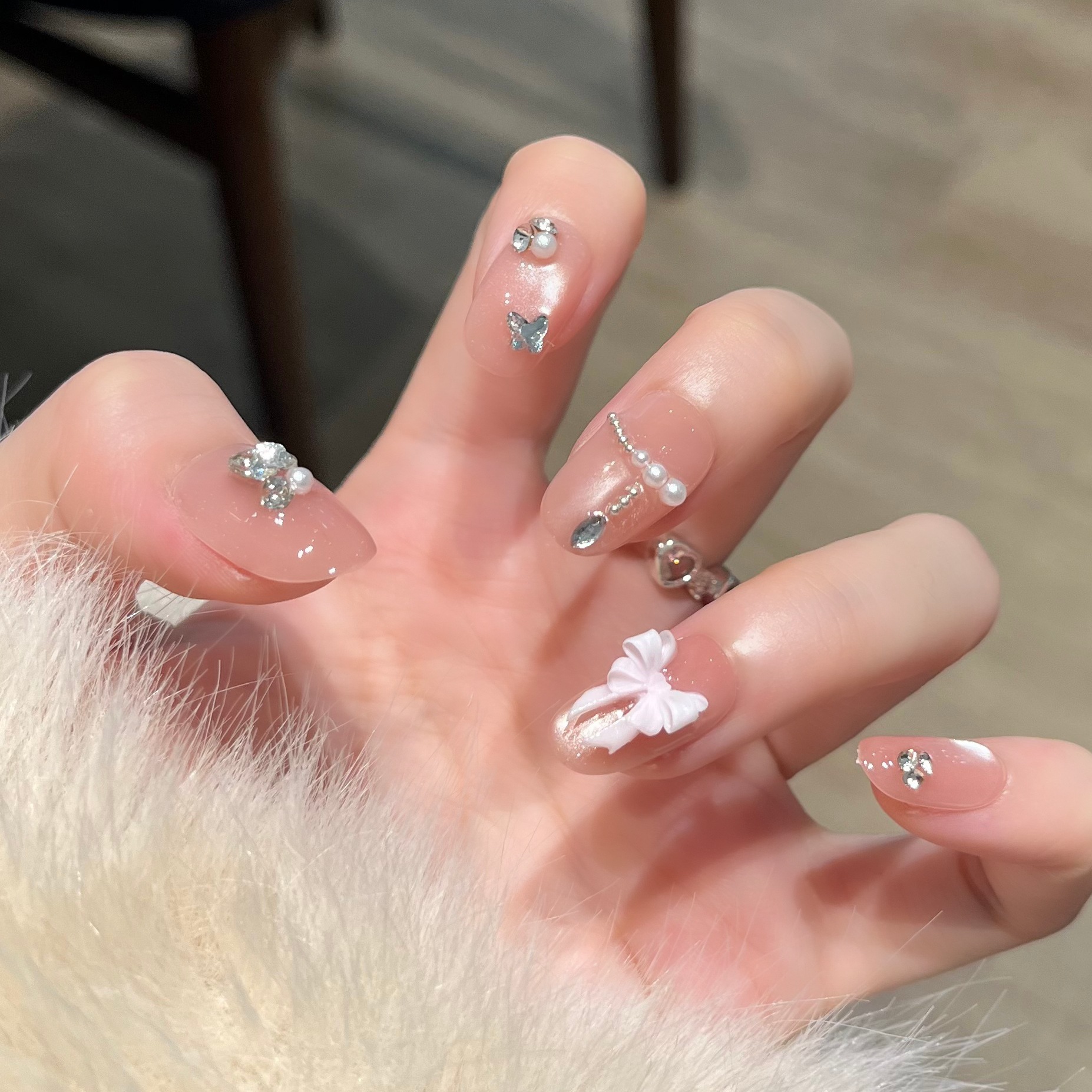 Uñas postizas de ojo de gato transfronterizas, piezas de uñas hechas a mano, uñas postizas, arte de uñas portátil, estilo largo de alta gama.