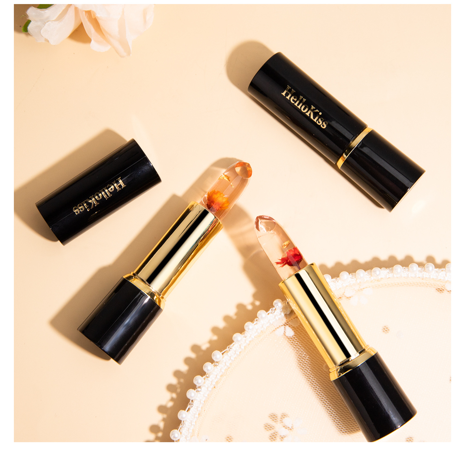 Hellokiss jelly Flower Lipstick Moisturizing, hydrating, long-lasting and color-enhancing gold foil thermochromic lipstick is selling well across borders undefined