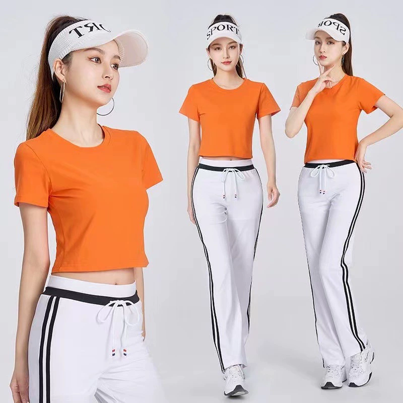 Квадратный танец новый костюм женская танцевальная футболка с короткими рукавами топ прыгающий брюки летняя спортивная одежда Ян Липин