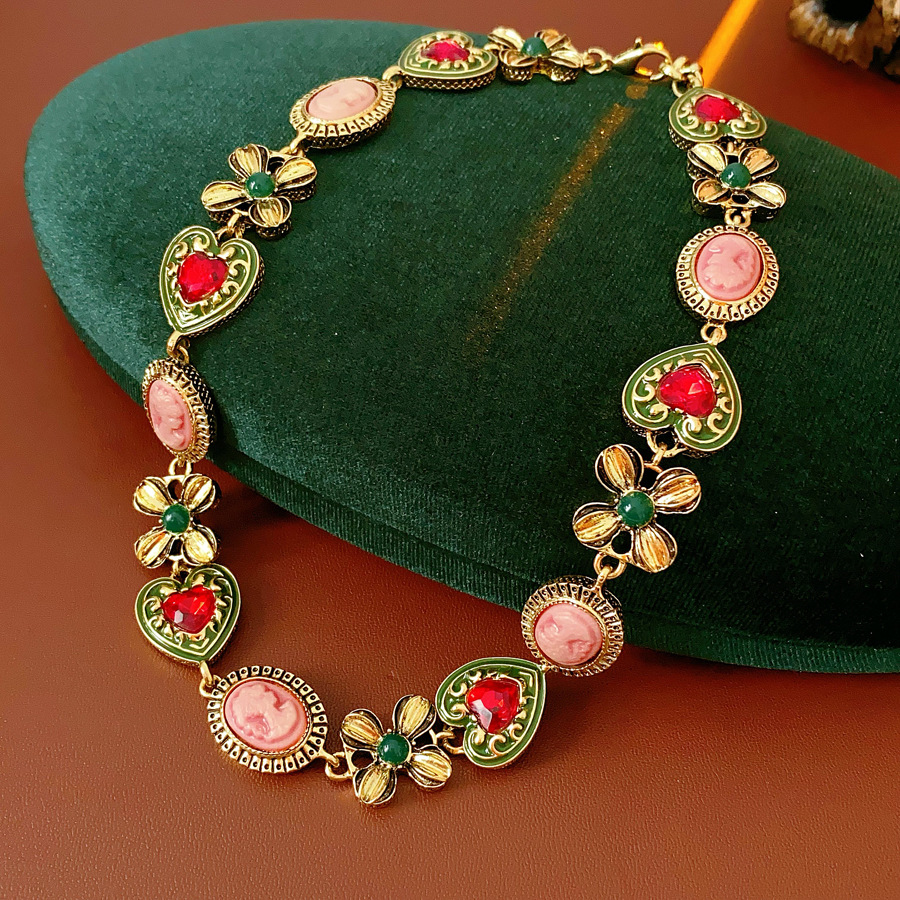 Retrato de diamante vintage medieval conjunto de amor retró estilo de corte joyas lujosas de alta calidad fábrica de joyas