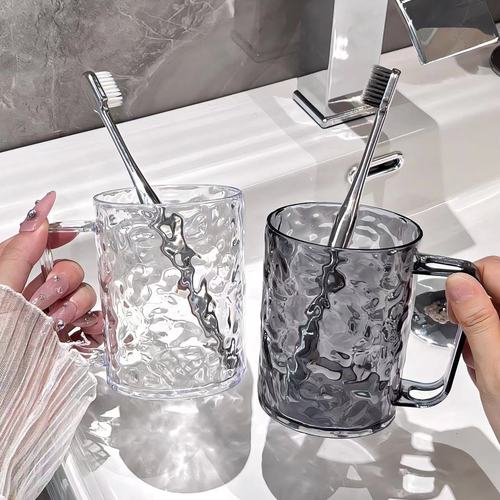 Toothbrush cup glacier water ripple toothbrushing and brushing cup, light luxury home use transparent couple high-quality and beauty children's toothbrush cup