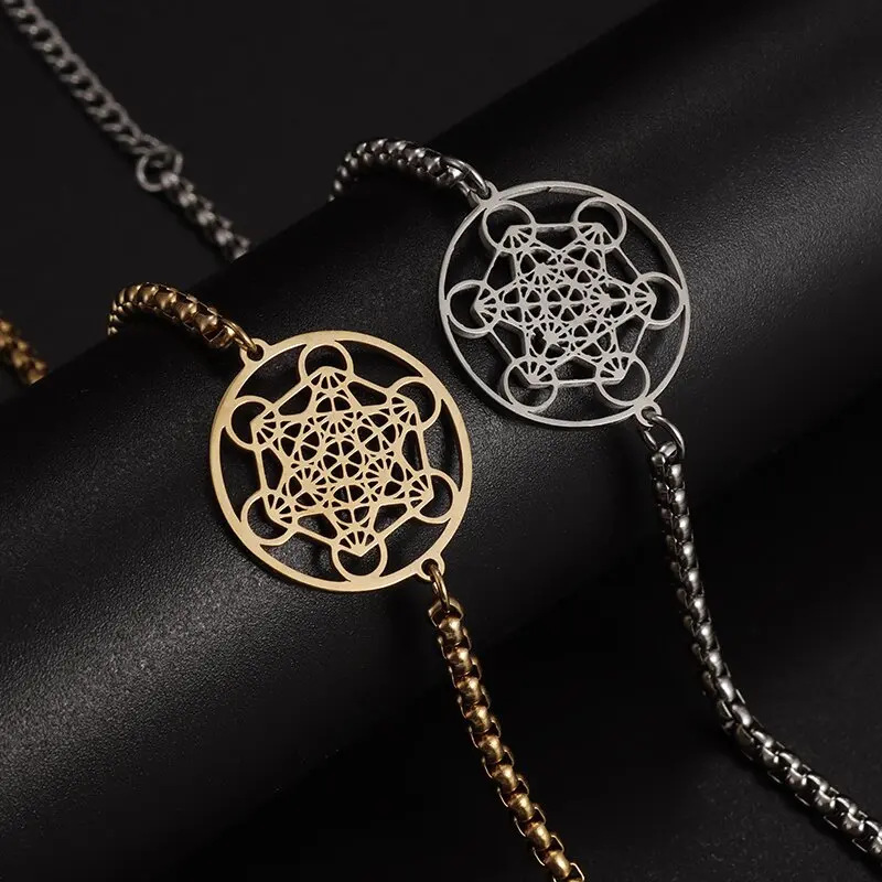 Angel Seal Big Angel Hollow Ring Six Circle Pendant Bracelet Men's and Women's Bracelet Two Chain Wearing Bracelets