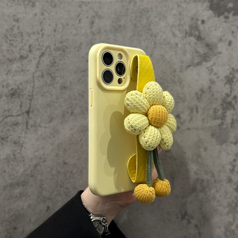 Silicona líquida de color sólido simple para iPhone 15 funda para teléfono móvil 16ProMax Apple 14 pulsera de flores 13 suave