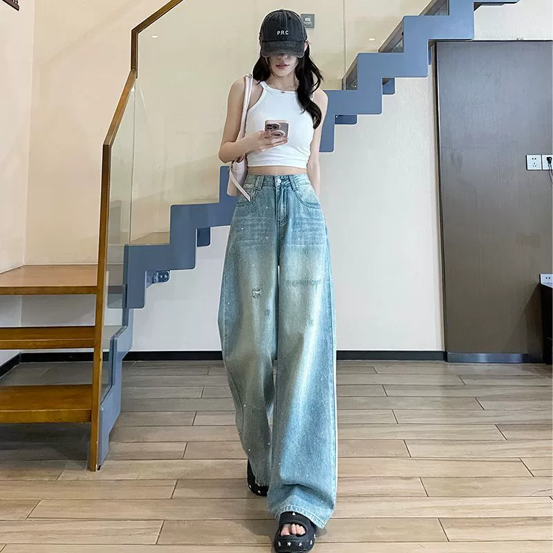 Small jeans, design trousers, high waist, oversize, loose straight fit
