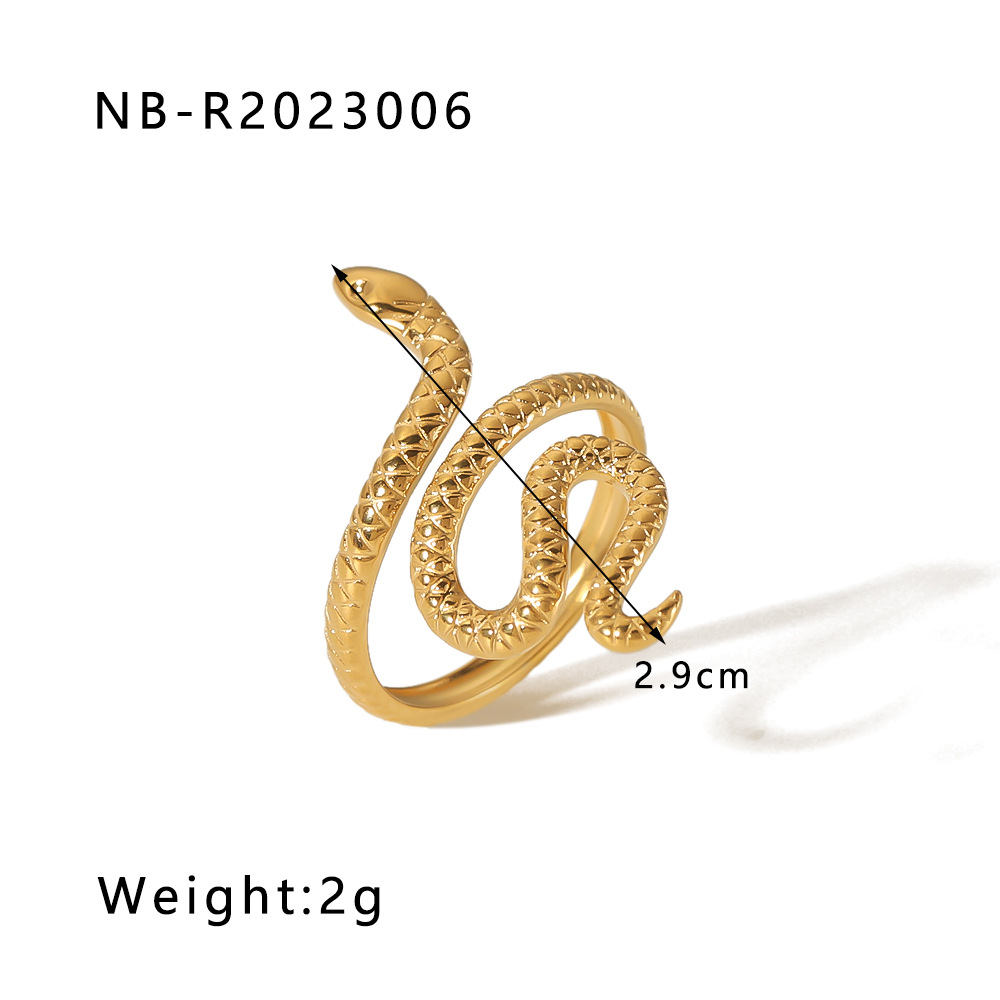 ins cold wind stainless steel gold-plated serpentine hollow adjustable opening ring unisex_voghion.com