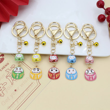 国潮可爱铃铛陶瓷招财猫达摩祖师钥匙扣挂件学生情侣包包饰品挂饰