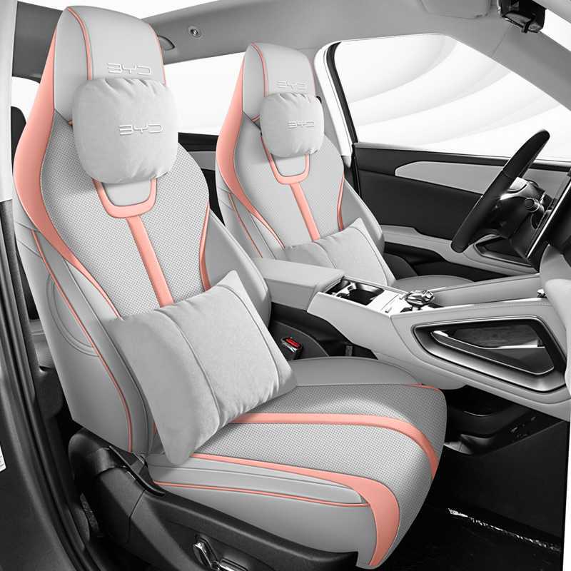 Full Surround, BYD Modelə uyğun (Original) oturacaq örtükləri - gray-pink-maybach-luxury-edition-note-car-model-year-rear-row-half-cover