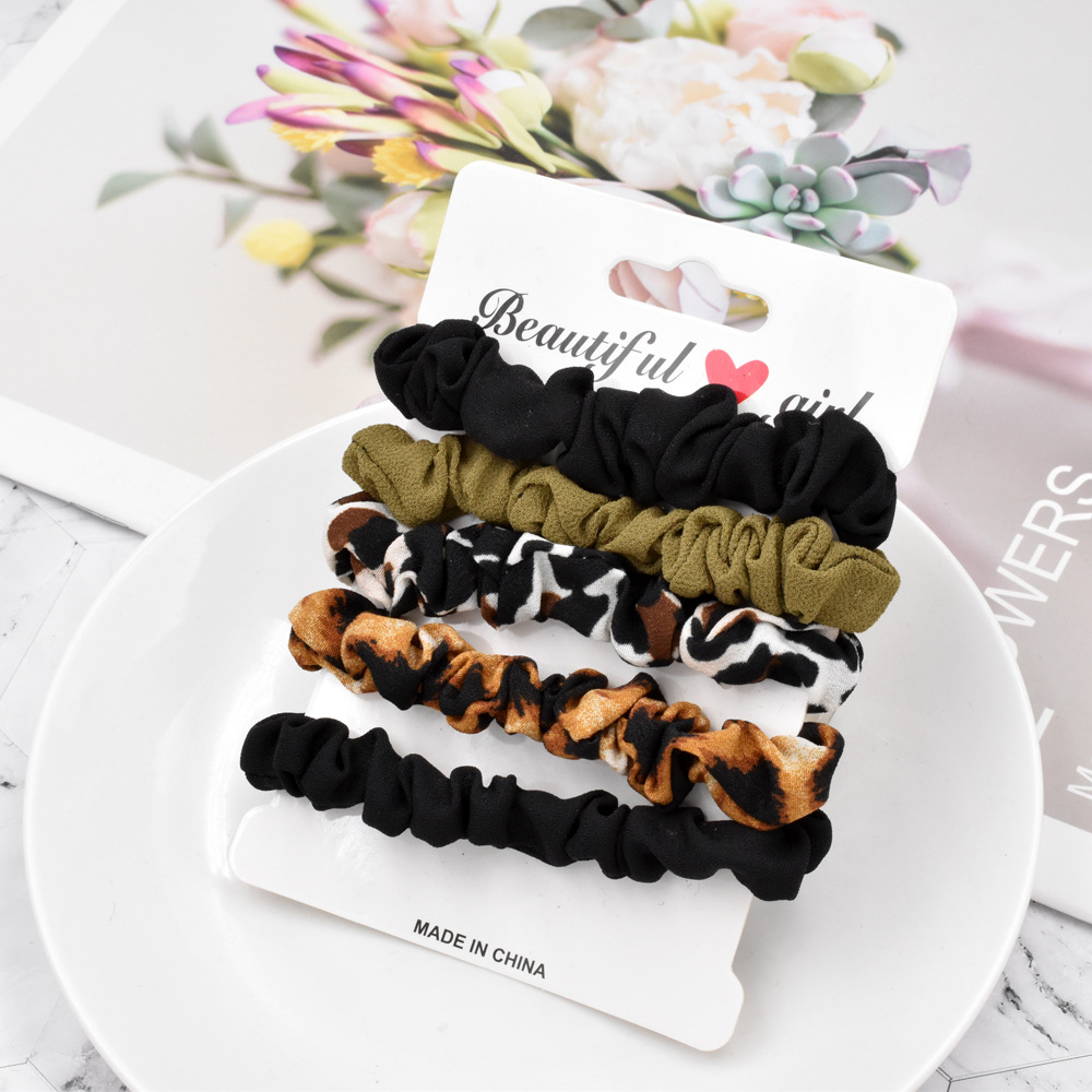 Fashion Solid Color Printing Hair Scrunchies Set display picture 9