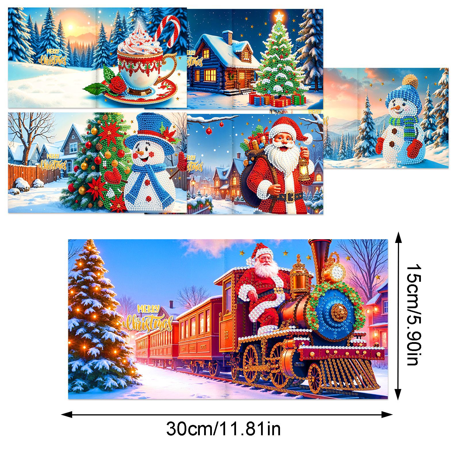 Explosiones transfronterizas de Navidad multiserie de tarjetas de felicitación puntuales hechas a mano 9 conjuntos de sobre de diamante 6 conjuntos de dibujos animados