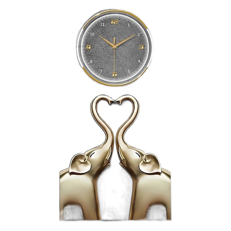 Lucky Elephant Ruyi reloj colgante pintura sala de estar pintura decorativa restaurante de moda pasillo mural pared colgante reloj pintura