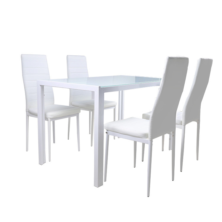 Mesa de comedor de vidrio temperado de lujo crema mesa de comedor casera simple mesa de negociación mesa de comedor de vidrio
