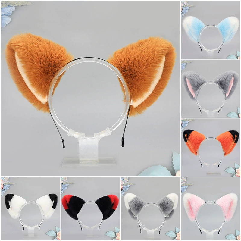Поколение волос ручной работы плюшевые Лолиты кошачьи уши повязка для волос KC аксессуары для волос головной убор с ушками зверя шпилька с ушками лисы