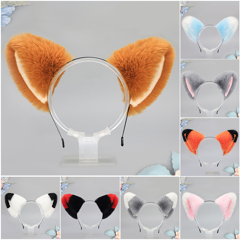 One-Piece Handmade Plush Lolita Cat Ear Headband Kc Hair Accessory Animal Ear Headwear Fox Ear Hairpin Accessory