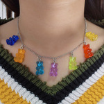 Разноцветный аксессуар, смола, ожерелье, свитер, с медвежатами