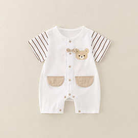 婴儿衣服夏季男女宝宝短袖超薄连体衣纯棉a类宝宝休闲服哈衣爬服