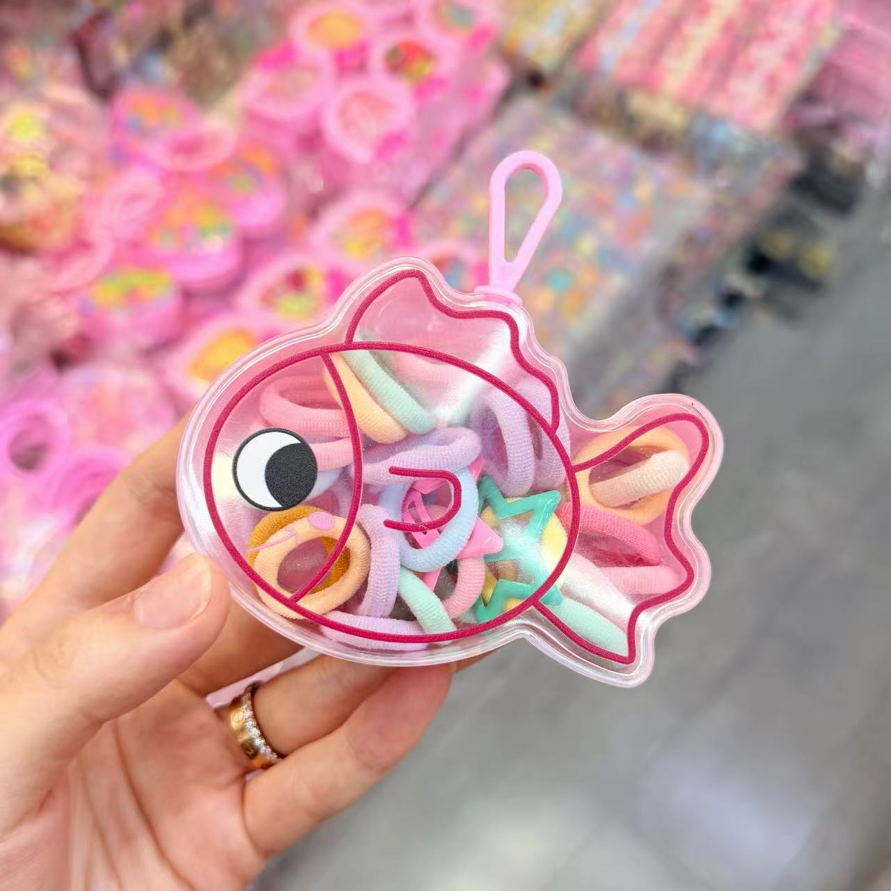 Mini cabeza de princesa en caja, clip de agarre pequeño, clip de flequillo, horquilla rota en la frente, banda elástica para niños, no daña el cabello, anillo del pulgar al por mayor image 10