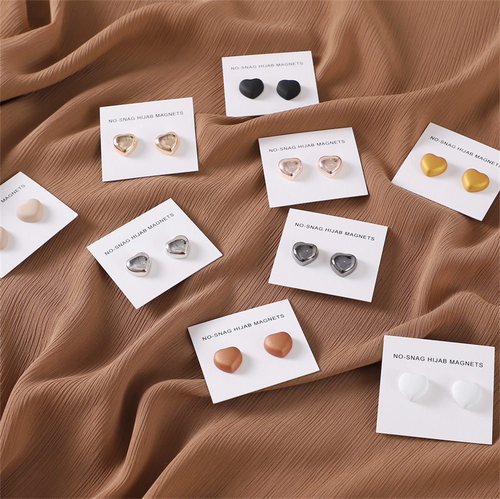 跨境新款愛心合金強磁扣領子夾圍巾扣 兩用胸針披肩絲巾配飾兩枚