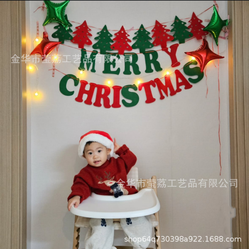 インスタイルクリスマスデコレーションクリスマスハンギングフラッグホリデーバナーパーティーデコレーションフェルトクリスマスフラワー|undefined