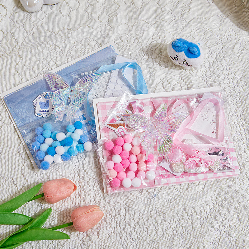 Bolso de lápices, paquete de dolor de bricolaje, paquete de material, barra de mijo, decoración de insignias, bolso de lazo de viento dulce, bolso de material hecho a mano para niñas