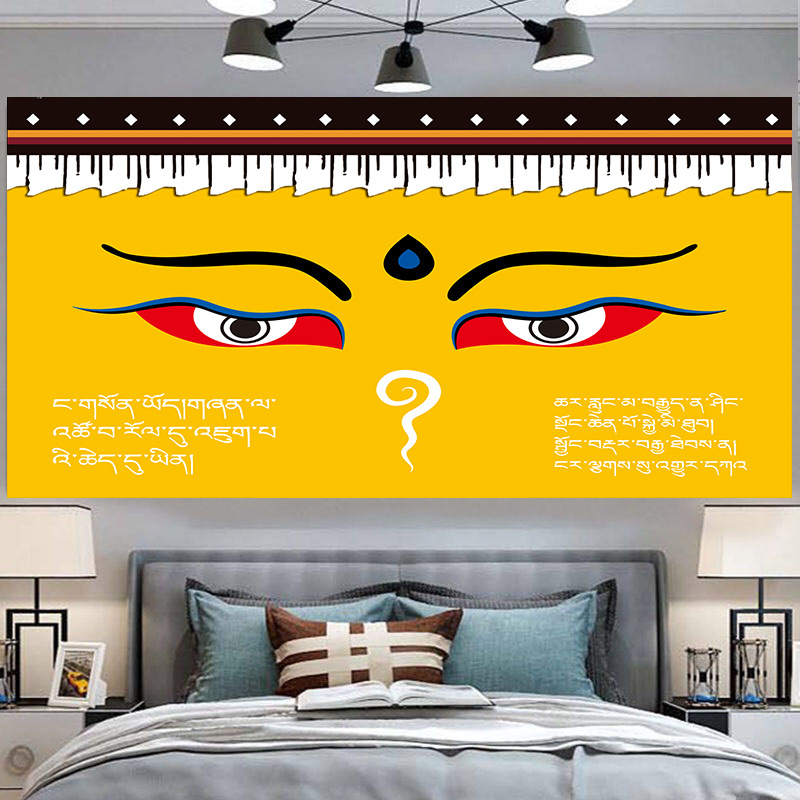 24-48 Tibetan-style backdrop fabric for dormitory wall hangings, palace scenery bedroom large living room tapestry ethnic style