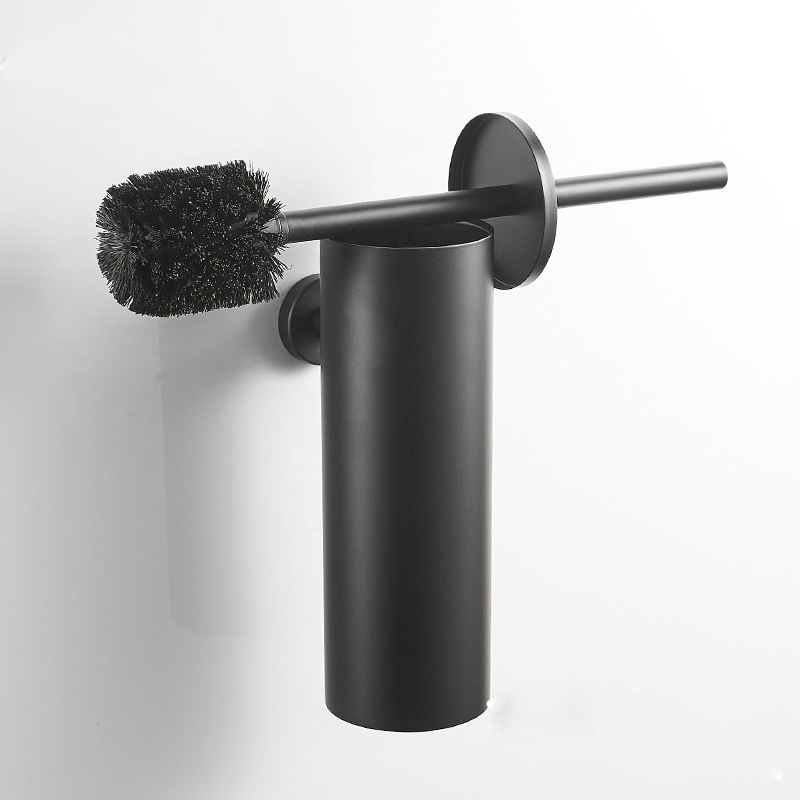 304 de acero inoxidable Negro traje de baño cepillo de baño inodoro titular montado en la pared de perforación desodorante tubo largo