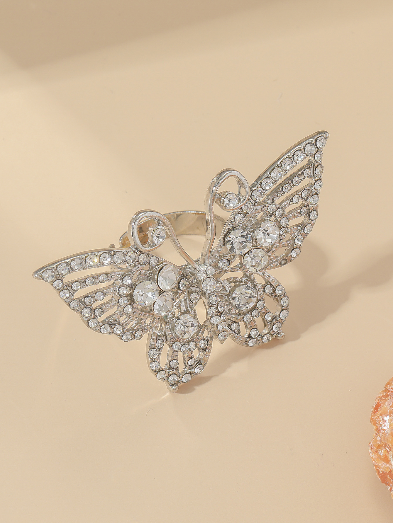 1 Piece Lady Butterfly Alloy Inlay Rhinestones Womenu0027S Open Ring