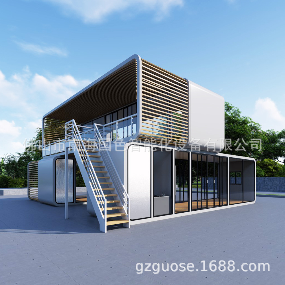 Nueva construcción rural móvil de dos pisos Cápsula de Apple B & B cápsula espacial contenedor de hotel integrado paisaje Casa