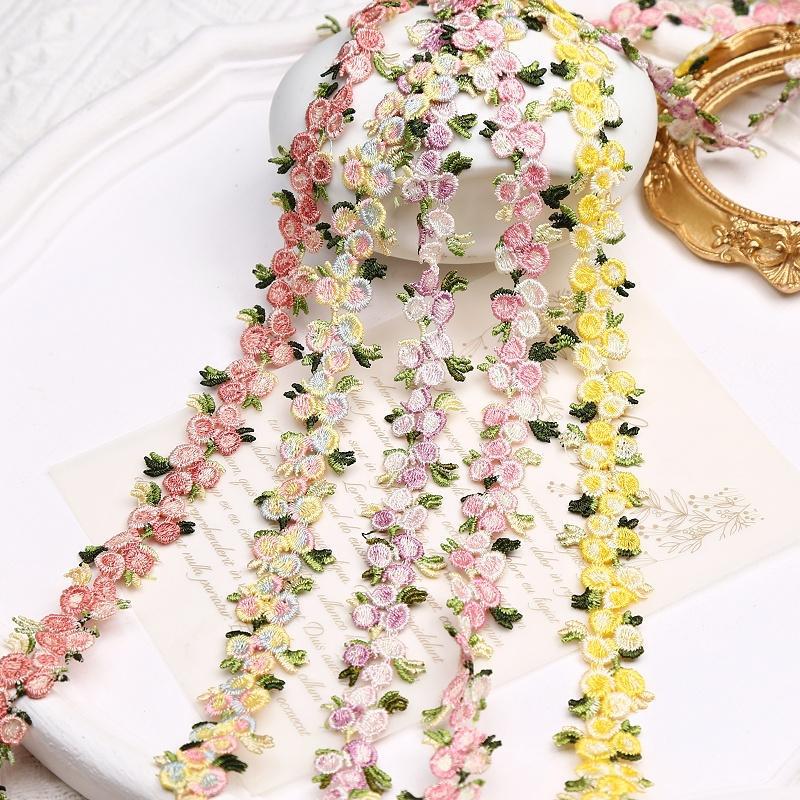 French Pastoral Embroidery Flower with Leaf Lace Handmade DIY Bow Hair Accessories Material Lace