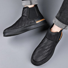 厚底加绒马丁靴东北抗寒雪地靴冬季新款切尔西靴男英伦风保暖皮靴