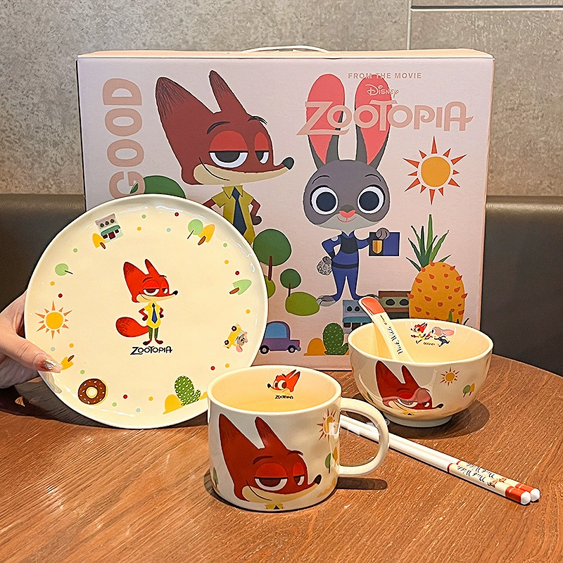 Набор посуды Disney Zootopia (Джуди и Ник) — миска, тарелка, кружка, ложка и палочки, на 1 персону