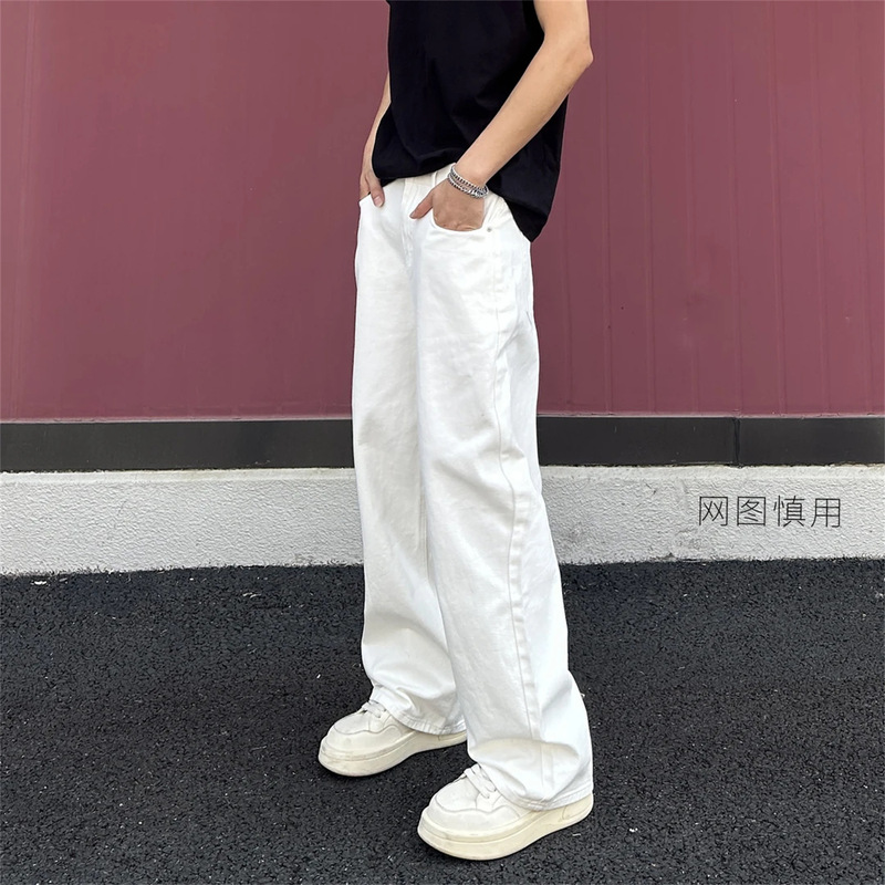 Autumn Vibe Cleanfit White Jeans Unisex European Style Narrow Wide-Leg Pants Autumn Vibe Cleanfit White Jeans Unisex European Style Narrow Wide-Leg Pants