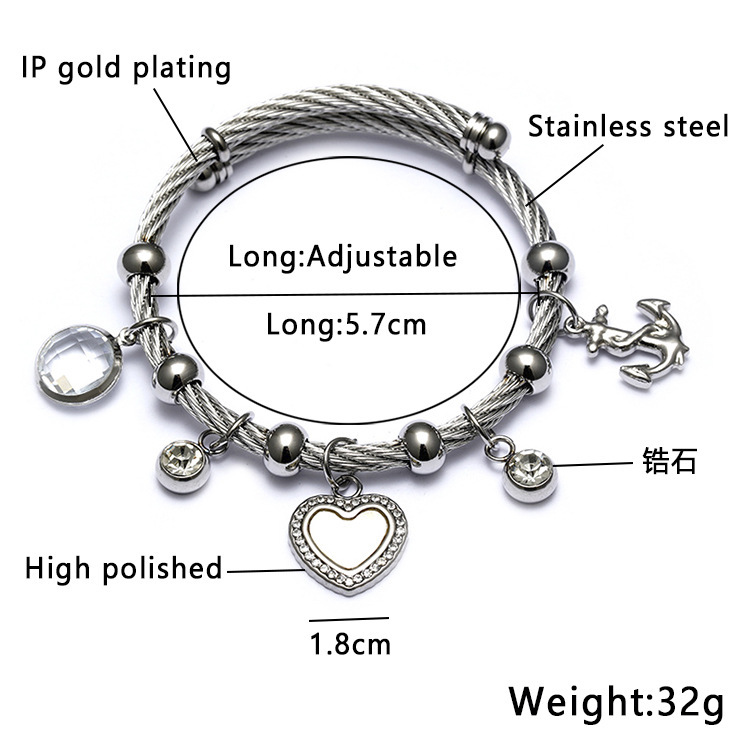 Bangle Classification Ethnic Style Star Stainless Steel Hollow Out Artificial Gemstones Bangle 1 Piece