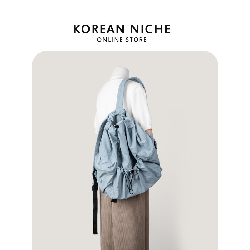 2024 New Japanese and Korean niche design forest nylon fabric drawstring women's lightweight class travel backpack_voghion.com
