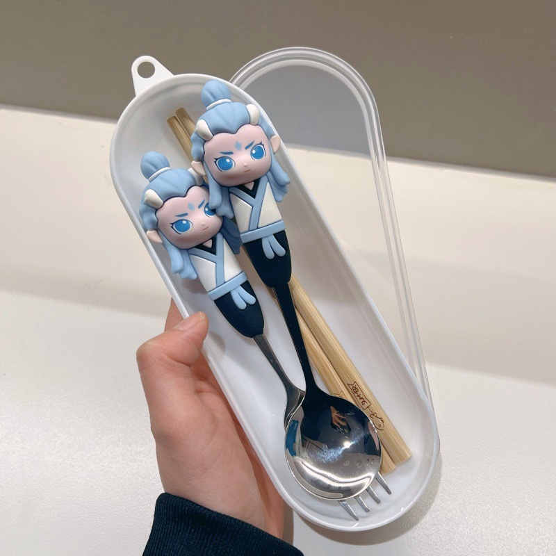 샤오아오 숟가락, 포크, 젓가락(흰색 원형 상자)