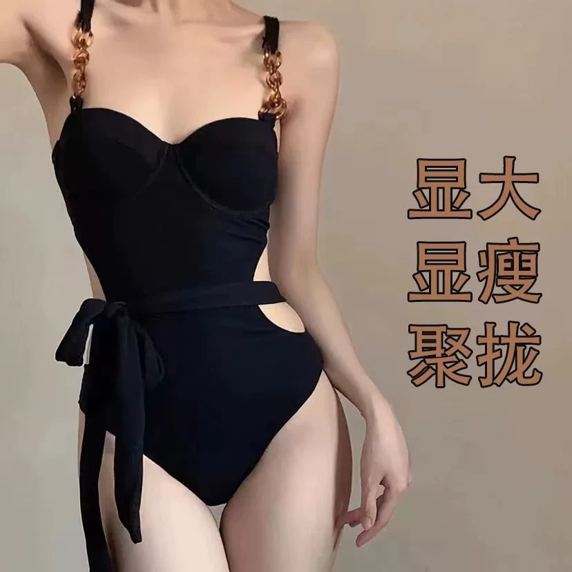 Black colored fashionable supporting swimwear, high-quality style, 2023 collection