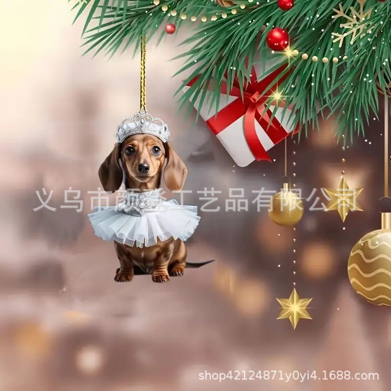 Nuevo cross-border adorable perro colgante acrílico material plano para automóviles accesorios mochila decoración del hogar