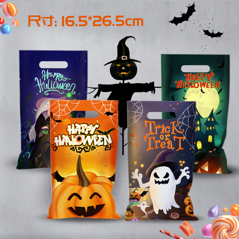 2025 新しいハロウィンキャンディバッグハロウィントートバッグ漫画パターンハンドバッグハロウィンギフト包装袋|undefined