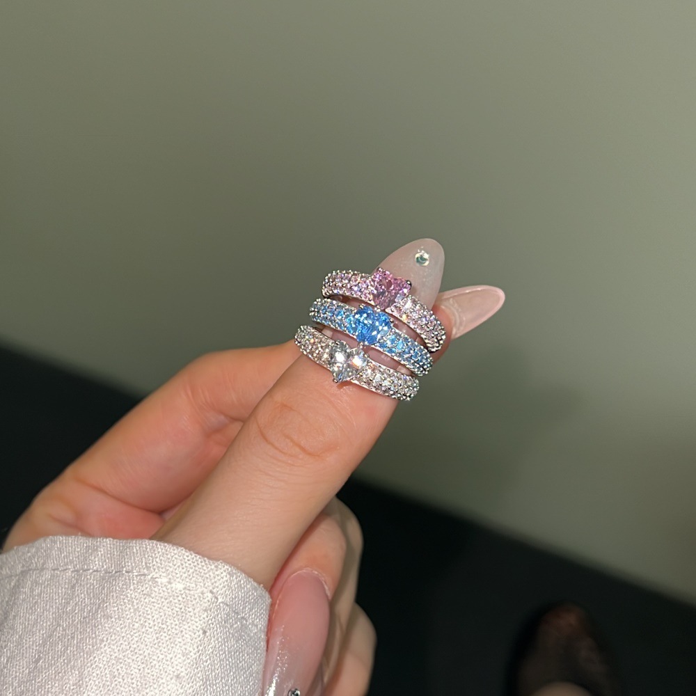3g Weight Zircon Inlay Material Rings Classification 5, 9 Ring Size Banquet, Daily Occasion 925 Sterling Silver Material Heart Shape Pattern 2025 Spring and Summer Season Women's Gender Plating Design Elegant, Simple Style Style 925 Sterling Silver Zircon Heart Shape Rings 925 Sterling Silver Rings 27