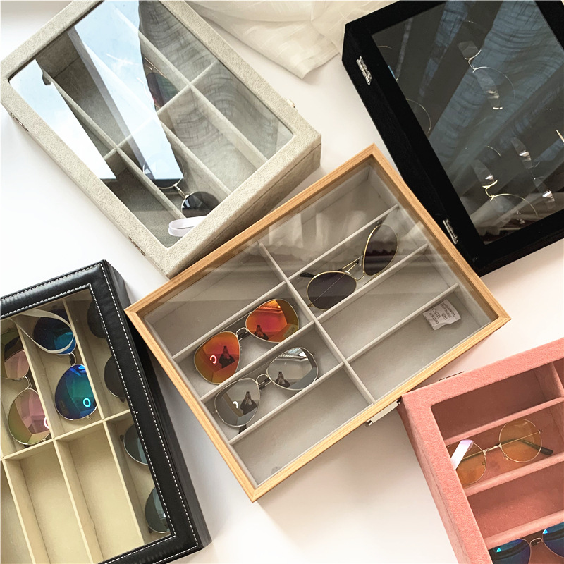 Glass Jewelry Box with Lid, Sunglasses Display Stand, Storage and Organization, Glasses Collection Box, Jewelry Box, European Style for Girls