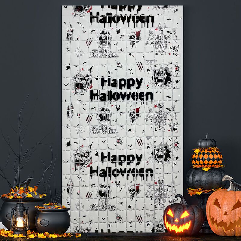 Halloween Rain Silk Square Door Curtain Blood Skull Horror Decoration Background Party Festival Bar Horror Decoration Props