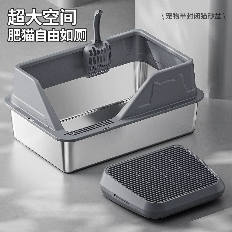 Большой шкафчик из нержавеющей стали для кошек открытый высокий забор