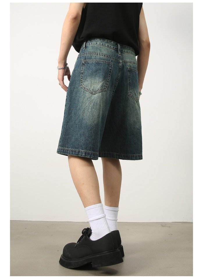 Quần short nam denim họa tiết rằn ri phong cách công sở đi biển — Màu trắng, Màu đen, Màu đất gỉ sét, Ngụy trang màu mơ chi tiết 39