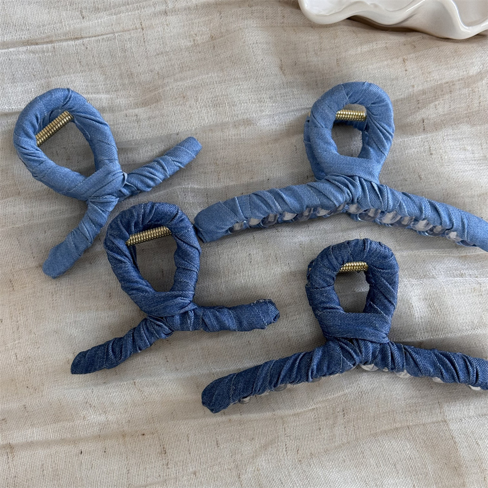 Pinza per capelli in denim alla moda fermaglio shark clip_voghion.com