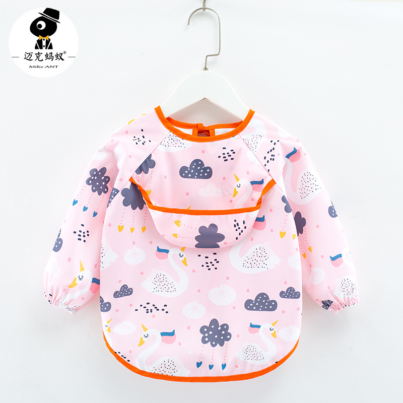 Mono para niños impermeable de manga larga anti-vestirse bebé comiendo ropa delantal bebé mono de bebé babero ropa de protección