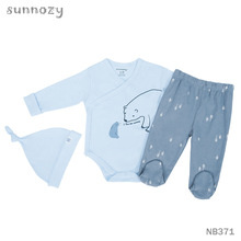 双十一折扣款宝宝纯棉衣服3件套爬服裤子胎帽套装婴儿秋冬衣服